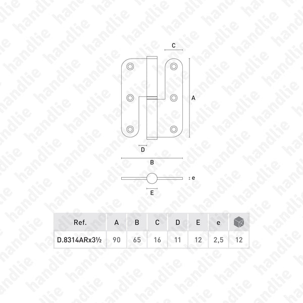 D.8313AR - Hinge with round leaves - Stainless Steel