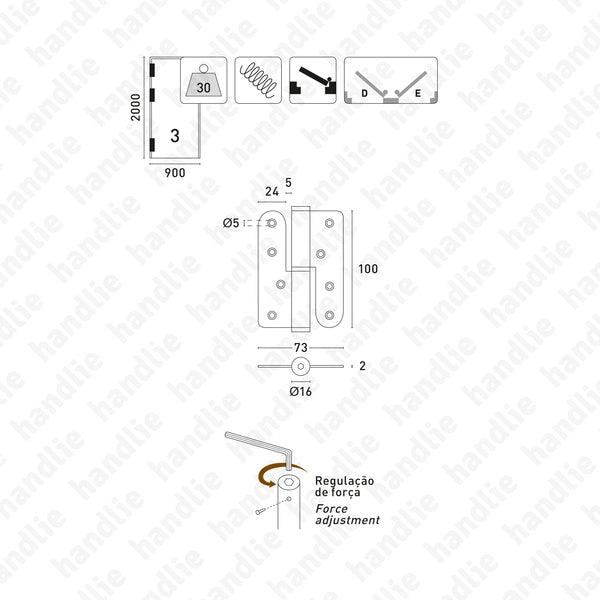 DM.1847 - Single action spring hinges - 304 STAINLESS STEEL