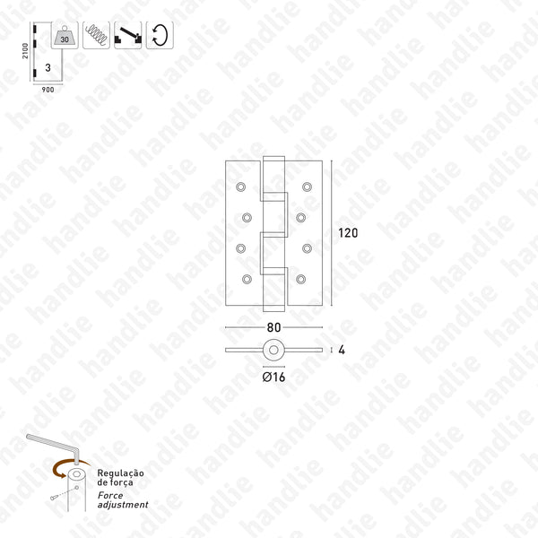 DM.5314.A - Single action spring hinges 120mm - ALUMINIUM