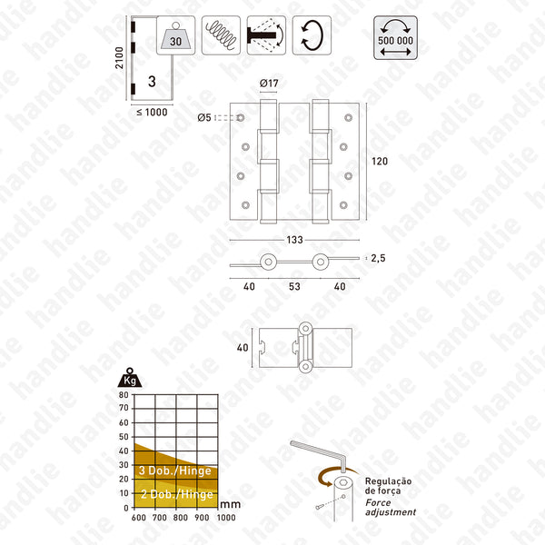 DM.5414J Double action - Double action spring hinge - Stainless Steel