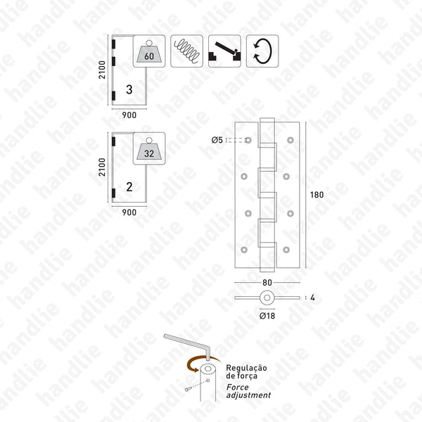 DM.5814 - Single action spring hinge - Aluminium