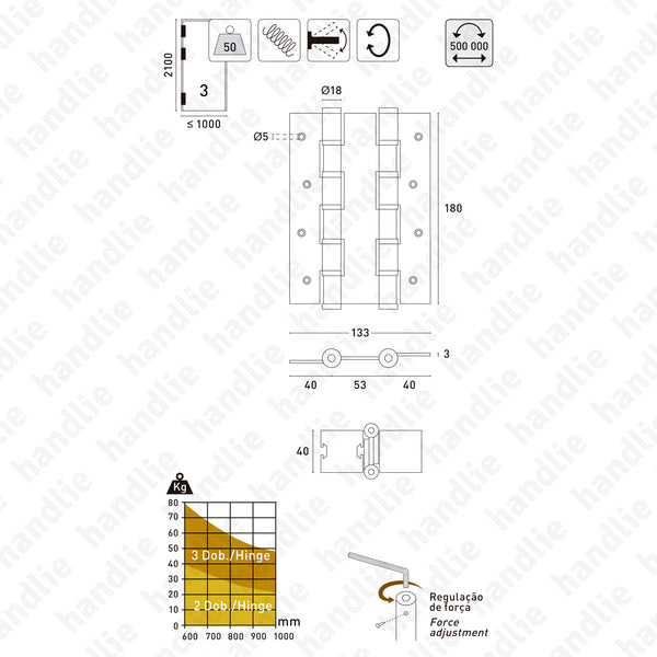 DM.5914J Double action - Double action spring hinge - Stainless Steel