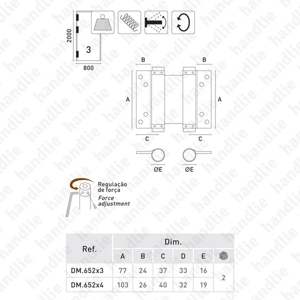 DM.652 Double action - Double action spring hinge - Stainless Steel