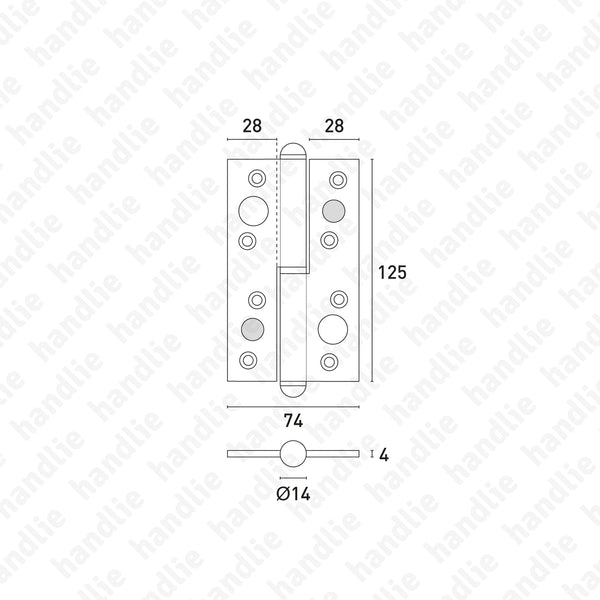 DS.408 - Security hinge 125x74 - BRASS