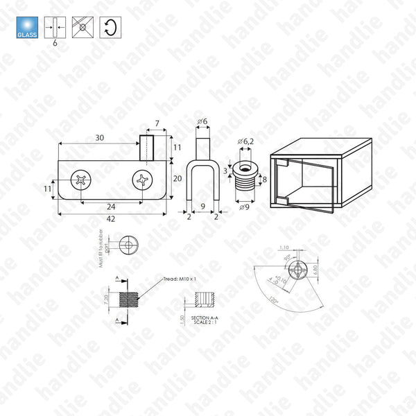 DV.6060 - Pivot hinge kit for glass doors