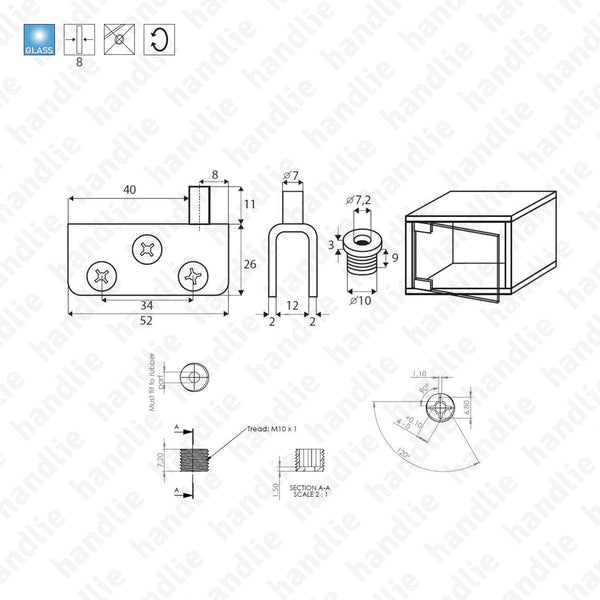 DV.6061 - Pivot hinge kit for glass doors