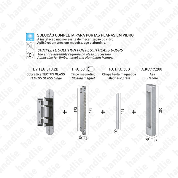 T.KC.50 / F.CT.KC.50G/50H - Magnetic latch / Strike plate - application in glass/wooden doors