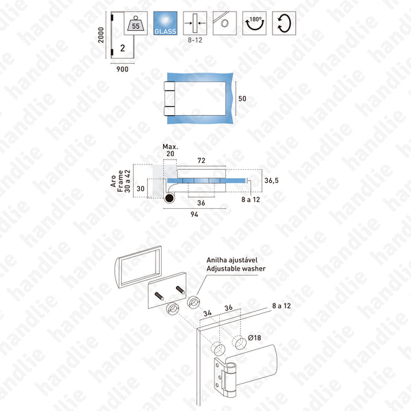 DV.GLISS - GLISS Hinges for glass doors