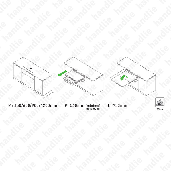 EC.1151 - COCKTAIL - Hardware system for concealed/pull-out tables