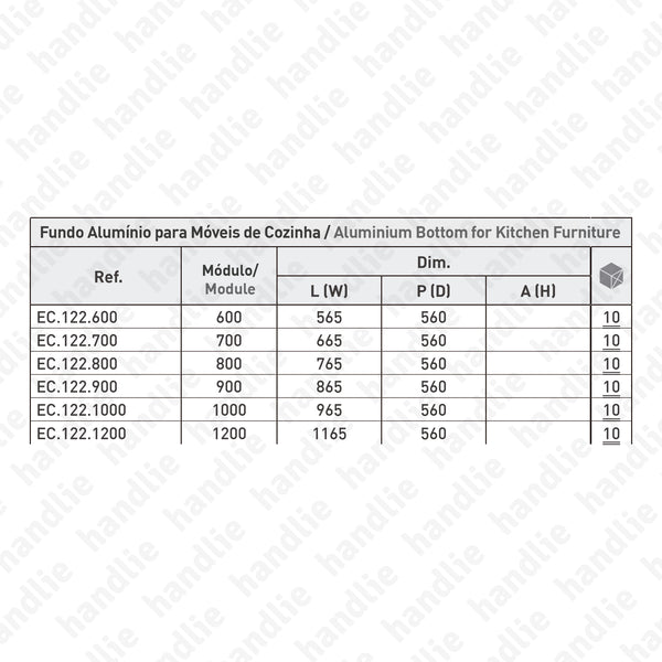 EC.122 - Aluminium Bottom for Kitchen Furniture