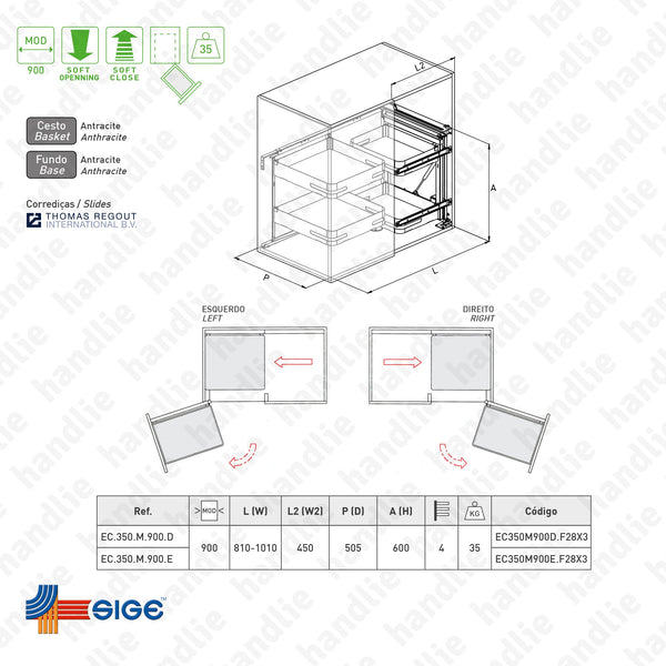 EC.350.M - Magic corner with 4 baskets
