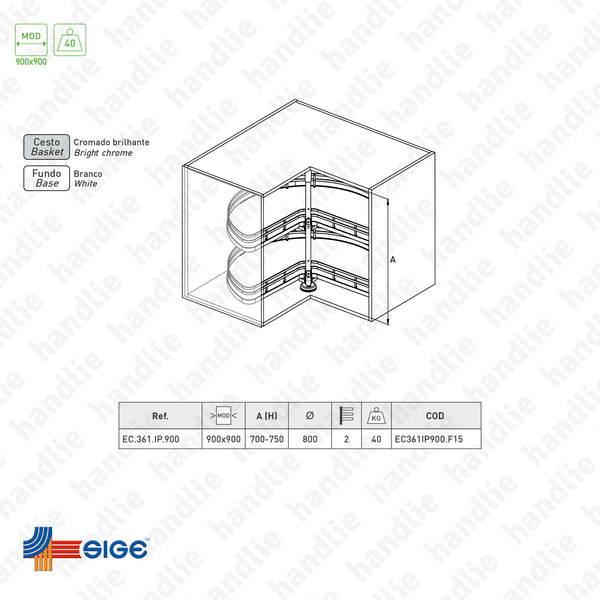 EC.361.IP - Rotating shelf (90º)