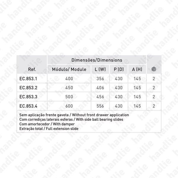 EC.853 - Individual Sliding Shelves / Drawers (Baskets)