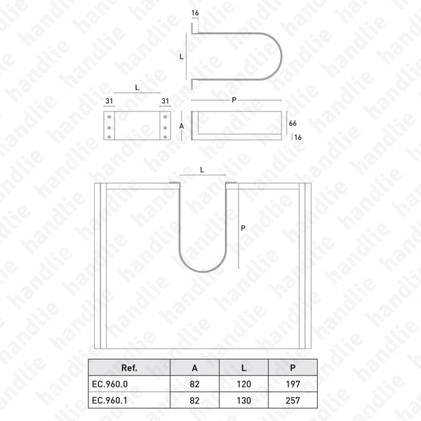EC.960 - U-shaped siphon cover for WC and Kitchen drawers