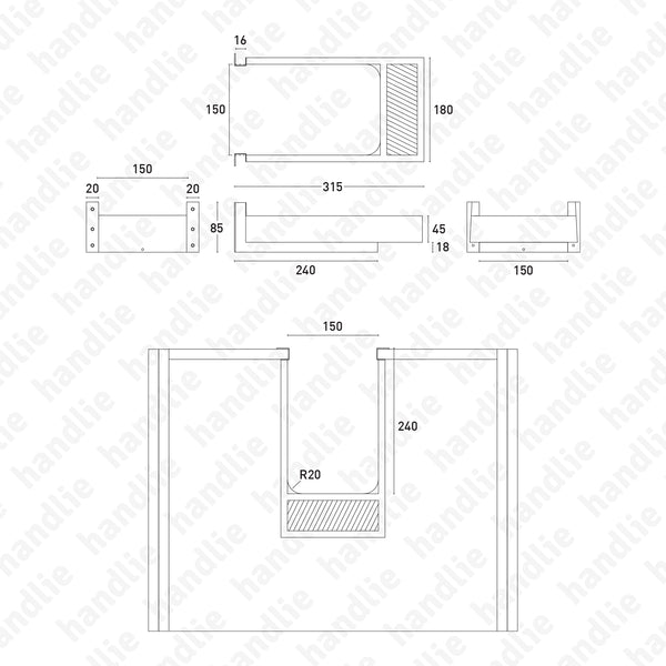 EC.962 - Rectangular siphon cover for WC and Kitchen drawers