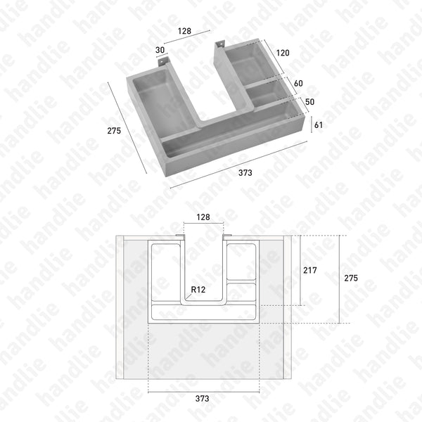 EC.963 - Rectangular siphon cover for WC and Kitchen drawers
