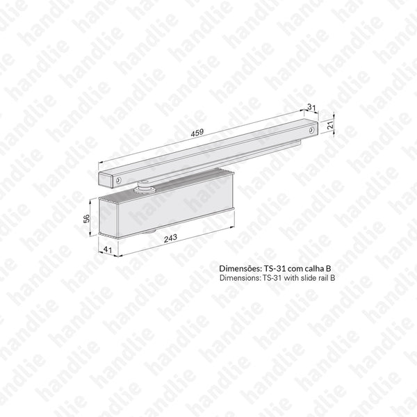 TS-31 - Overhead door closer with guide rail - Frequent use - ECO Newton - Force 1/3 - 60Kg