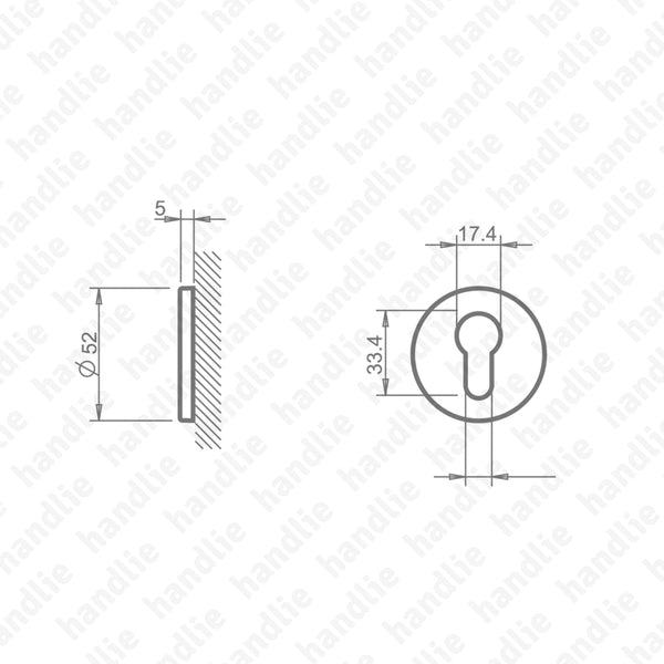 ENT.4045.5S / ENT.4046.5S - Round escutcheon kit Ø52x5mm