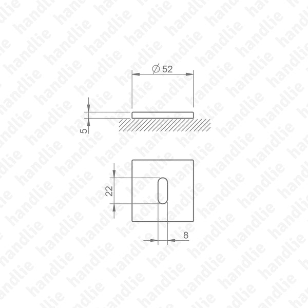ENT.4048.5SQ / ENT.4049.5SQ - Square escutcheon kit 52x5mm