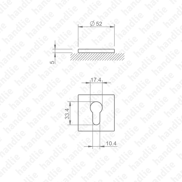 ENT.4048.5SQ / ENT.4049.5SQ - Square escutcheon kit 52x5mm