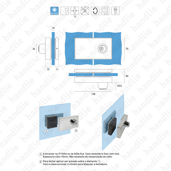 F.1016.1 - Lock for glass door