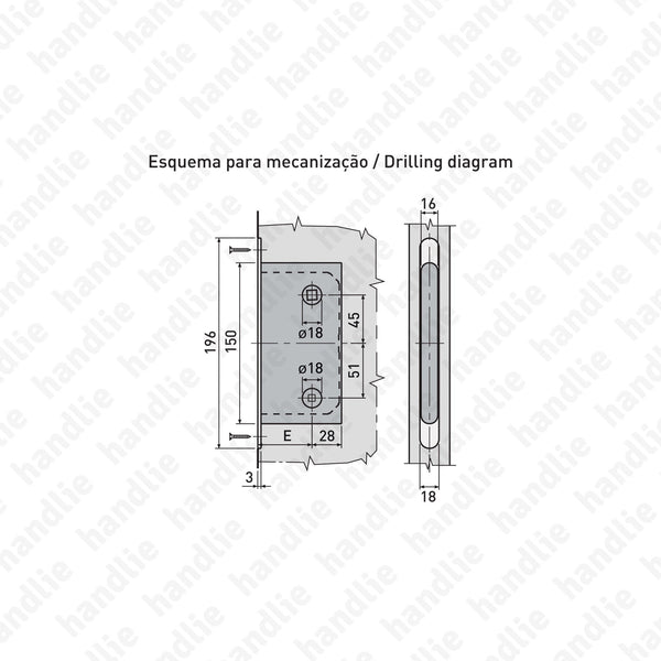 F.110.91.02.R - Mediana Polaris - Magnetic mortise lock - WC / Double follower