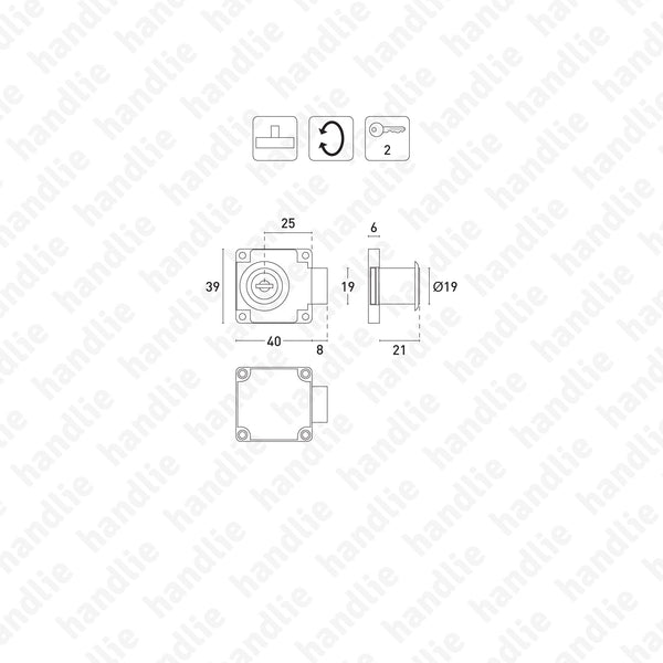 F.200.A - Rim lock for furniture