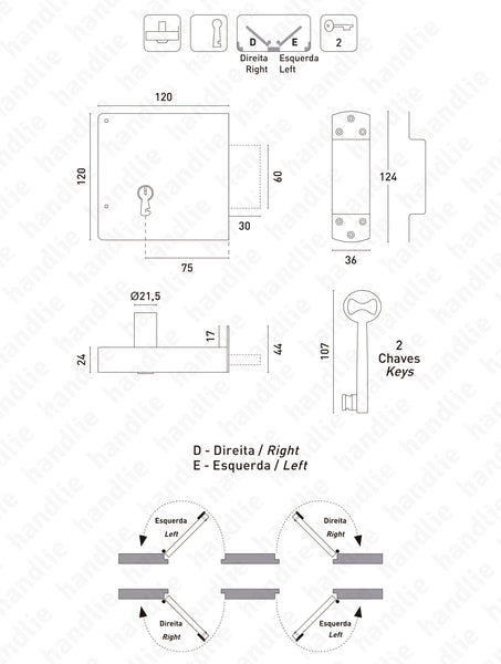 F.44 - Rim lock - Steel