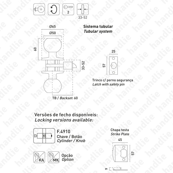 F.4910 - Entrance/ Office (key / knob)