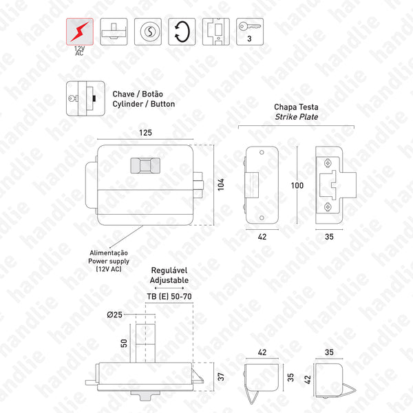 F.5013.D96 - Electric rim lock key / button