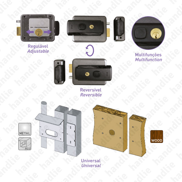 F.52N - MULTIFUNCTIONAL Electric rim lock - KEY/KEY - KEY/BUTTON - KEY/KEY+BUTTON