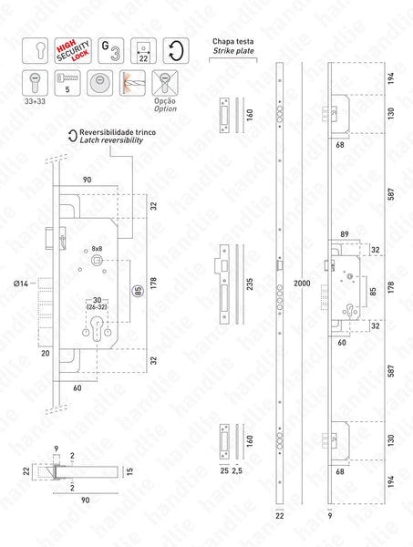 F.530.1.03 - High security multipoint mortise locks