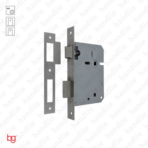 F.716.1.02 - Bathroom mortise lock- Square faceplate - Stainless steel / Brass