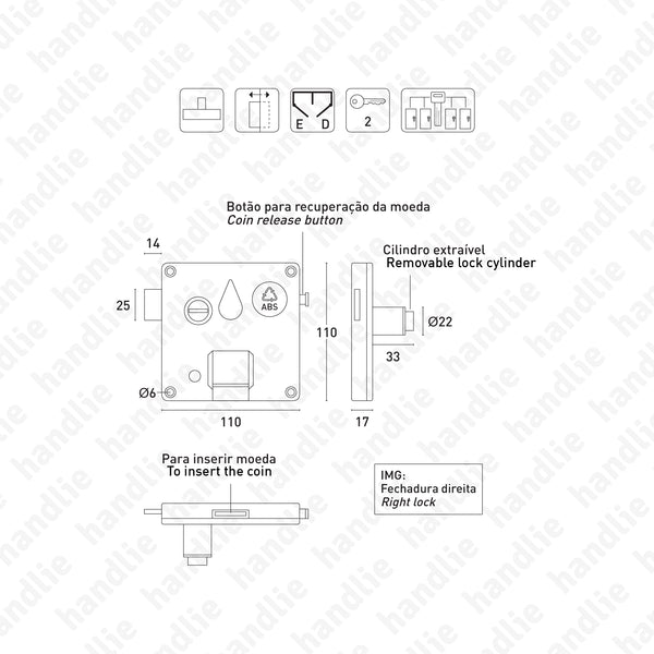 F.804-0.6.20 - Coin lock