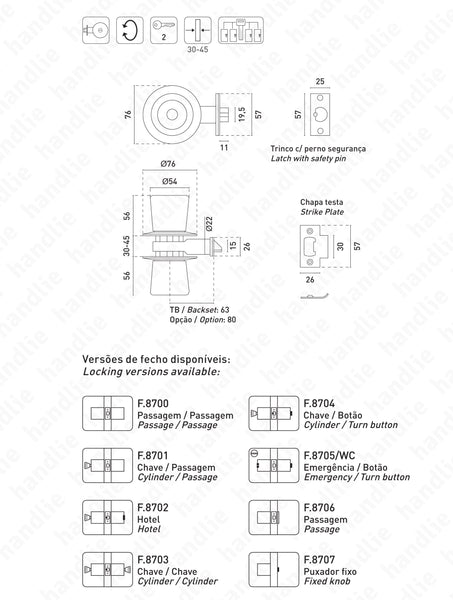 F.8703 - Double cylinder (key/ key)