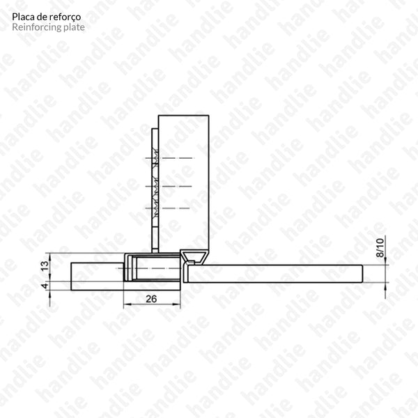 T.KC.50 / F.CT.KC.50G/50H - Magnetic latch / Strike plate - application in glass/wooden doors