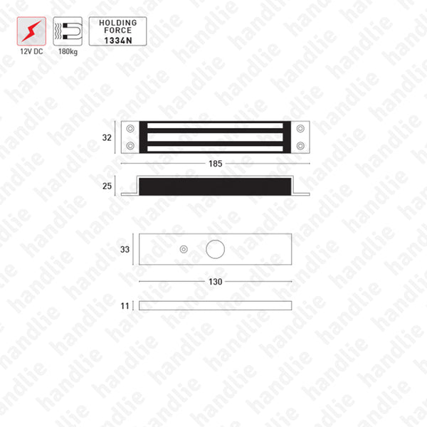 F.EM.350.T - Electromagnetic mortise lock - 180kg