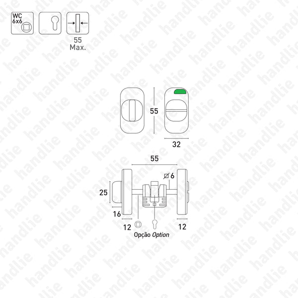 FX.2047 - WC turn and release - With euro cylinder accessory
