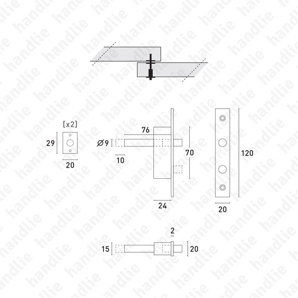 FX.220.1 - Flush Bolt - for windows / sliding doors - STAINLESS STEEL