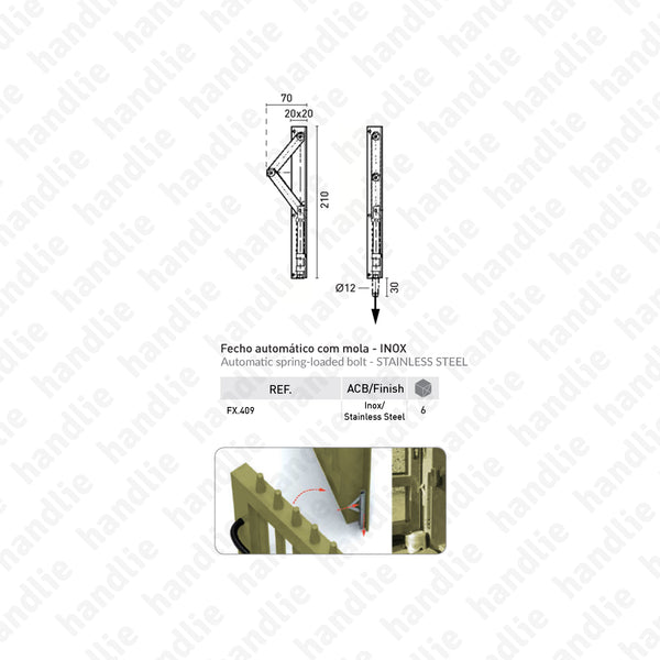 FX.409 STAINLESS STEEL - Automatic spring-loaded bolt - Stainless Steel