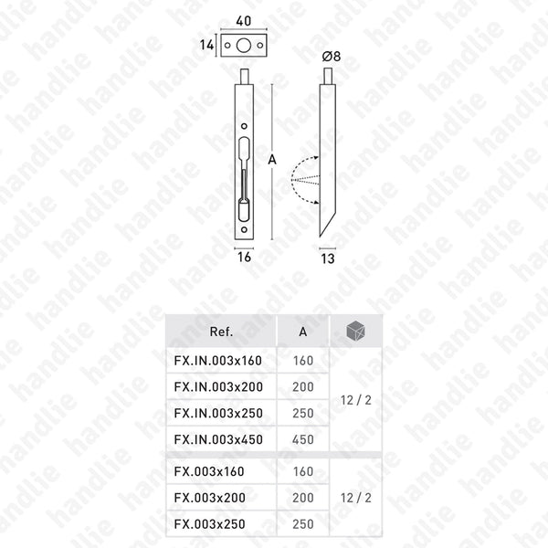 FX.IN.003 - Flush bolt - Stainless Steel / Brass