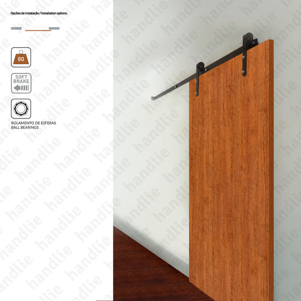 KIT.1005.2000 - Roda Ø70mm - With Softbrake - Dividers and passage sliding wooden door system - up to 80Kg per leaf - Doors 1m