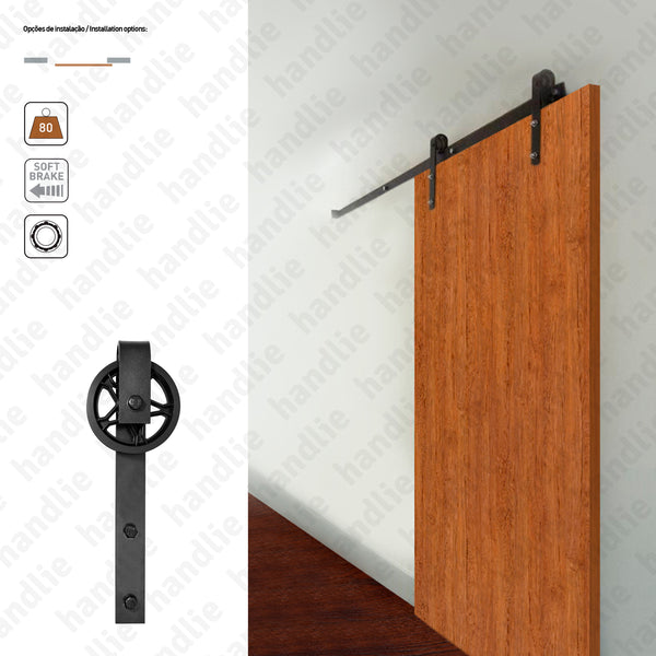 KIT.1006.2000 - Roda Ø120mm - With Softbrake - Dividers and passage sliding wooden door system - up to 80Kg per leaf - Doors 1m