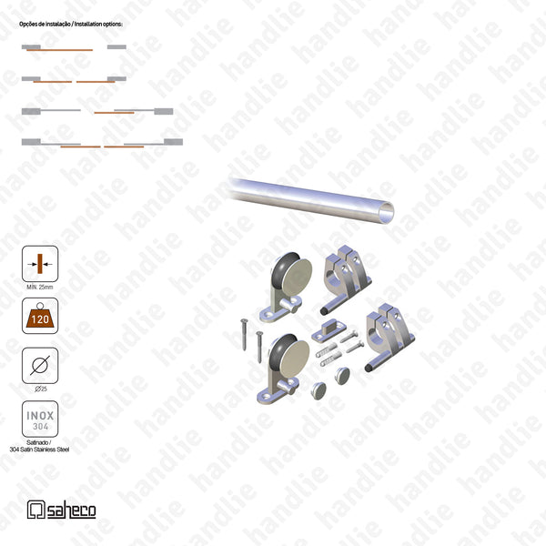 KIT SF-I120 - Inox Timber - Dividers and passage sliding wooden door system / Hanging - Up to 120 | SAHECO