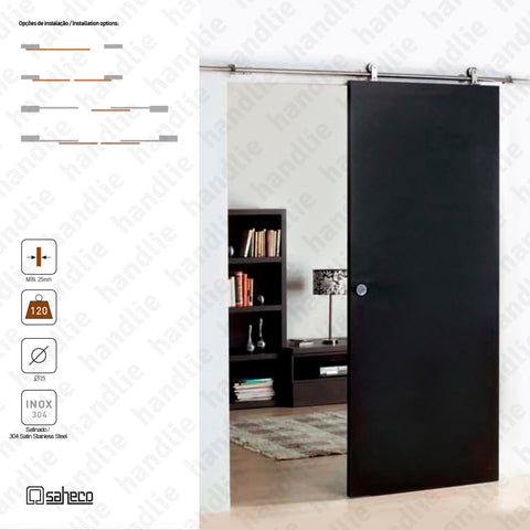 KIT SF-I120 - Inox Timber - Dividers and passage sliding wooden door system / Hanging - Up to 120 | SAHECO