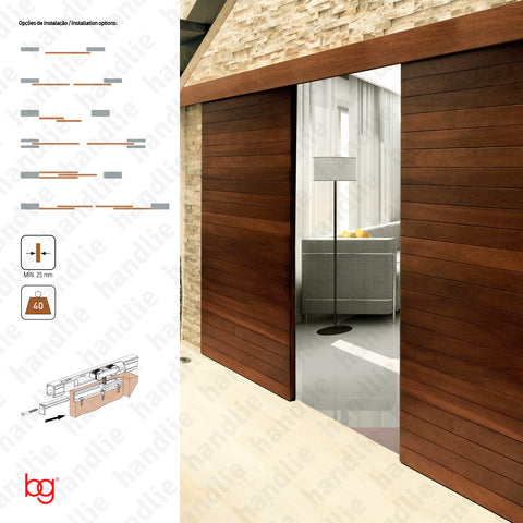 Classic Timber SF-RA60 - Dividers and passage sliding wooden door system - up to 60Kg per leaf - Doors 1m