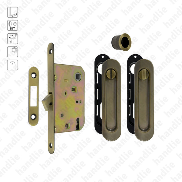 KIT F.10 - Lock Kit with oval flush handles with Knob+ Emergency release