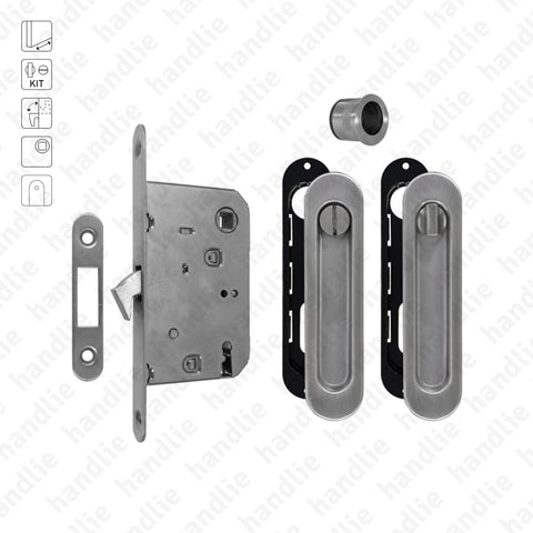 KIT F.10 - Lock Kit with oval flush handles with Knob+ Emergency release