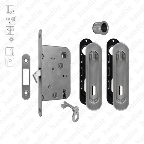 KIT F.11 - Lock Kit with oval flush handles with Knob+ Knob and key