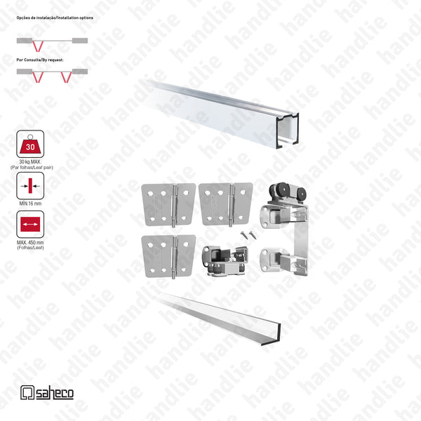 Plicat M Timber SF-30 D - Sliding door systems for wooden furniture and wardrobes / Foldable doors - Up to 30Kg per leaf pair | SAHECO